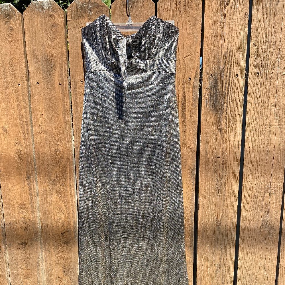 Stone Cold Fox Silver Metallic Maxi Dress